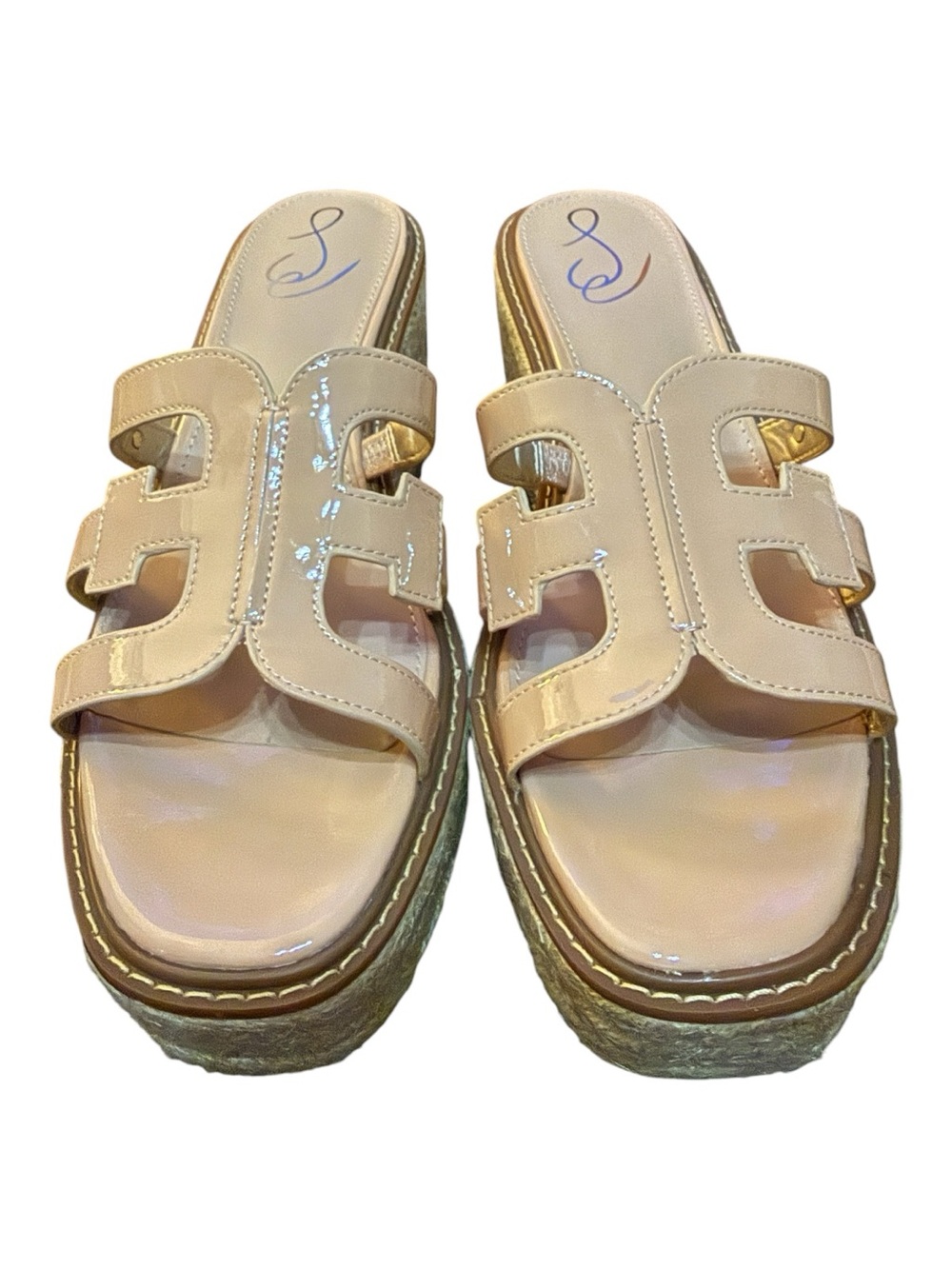 Sam Edelman Laine Beige Blush Patent Platform Sandals Size 11 NIB